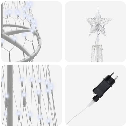 LED Коледна Елха с поставка Хладно бяло 70 х 70 х 250 см Метал