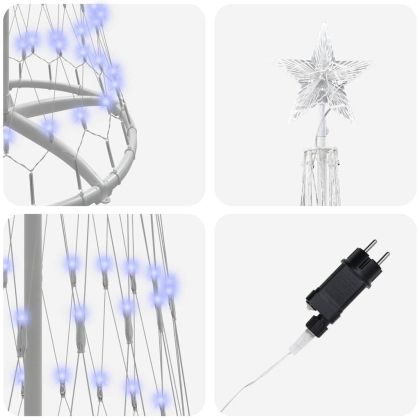 LED Коледна Елха с поставка Синьо 70 х 70 х 250 см Метал