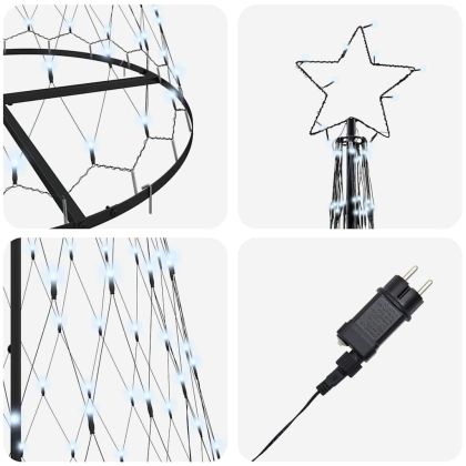 LED Коледна Елха Хладно бяло 100 х 100 х 250 см Метал