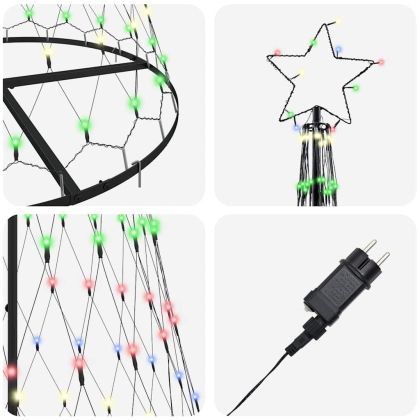 LED Коледна Елха Многоцветен 100 х 100 х 250 см Метал