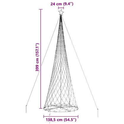 LED Коледна Елха с поставка Синьо 138.5 х 138.5 х 399 см Метал