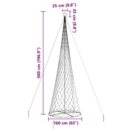 LED Коледна Елха с поставка Синьо 160 х 160 х 500 см Метал
