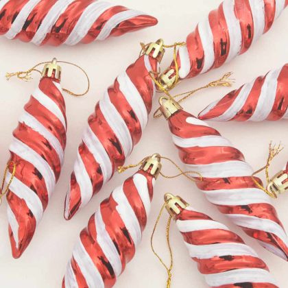 Коледна спирална топка 40 pcs Червено Пластмаса