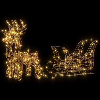 Дядо Коледа, който дърпа шейна Топло бяло 30 x 12 x 55 см PET