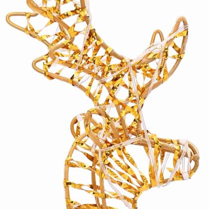 Дядо Коледа, който дърпа шейна Топло бяло 30 x 12 x 55 см PET