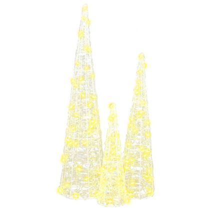 Коледно дърво 3 pcs Топло бяло 20 x 20 x 80 см Акрил