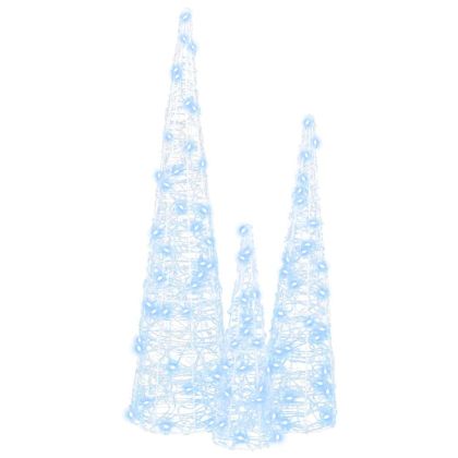 Коледно дърво 3 pcs Студено бяло 20 x 20 x 80 см Акрил