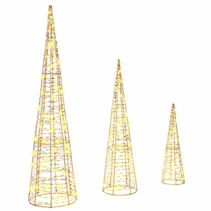 Коледно дърво 3 pcs Топло бяло 20 х 20 х 80 см PET