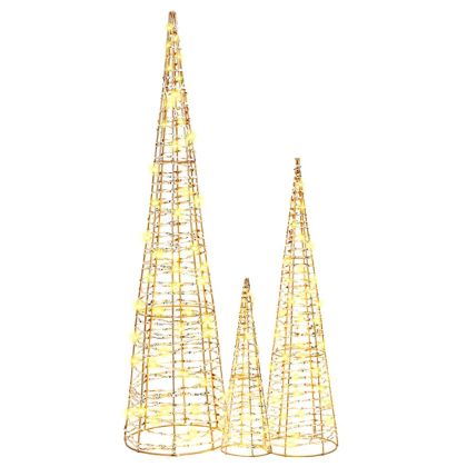 Коледно дърво 3 pcs Топло бяло 20 х 20 х 80 см PET