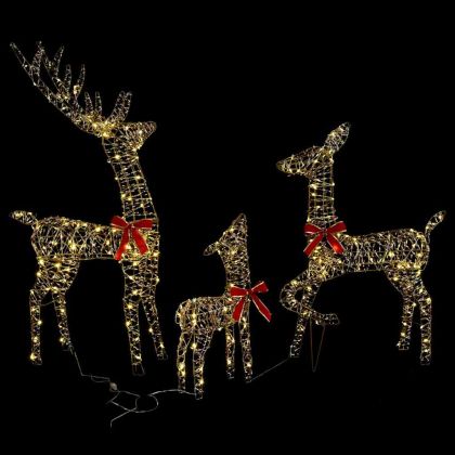 Семейство елени 3 pcs Топло бяло 67 x 26 x 127 см PET