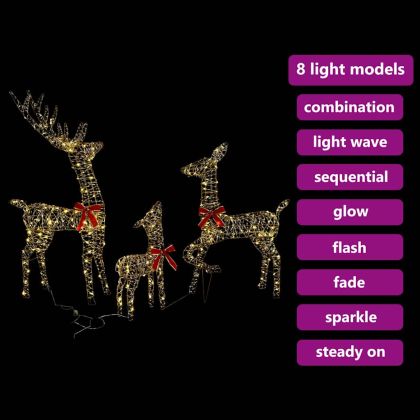 Семейство елени 3 pcs Топло бяло 67 x 26 x 127 см PET