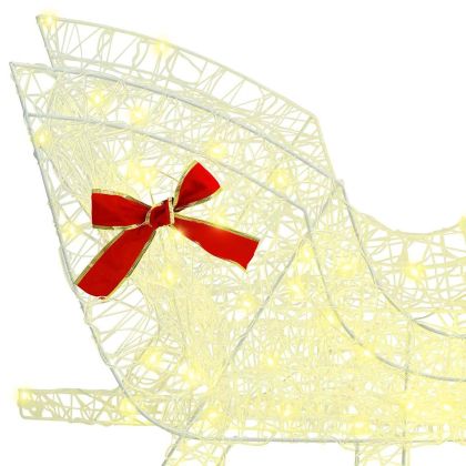 Дядо Коледа, който дърпа шейна Топло бяло 70 x 26 x 128.5 см