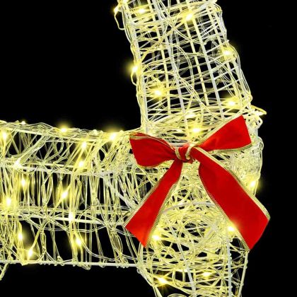 Дядо Коледа, който дърпа шейна Топло бяло 70 x 26 x 128.5 см