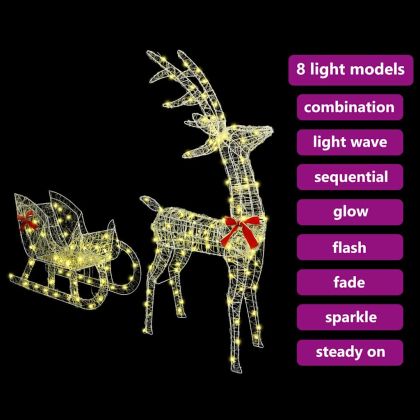 Дядо Коледа, който дърпа шейна Топло бяло 70 x 26 x 128.5 см