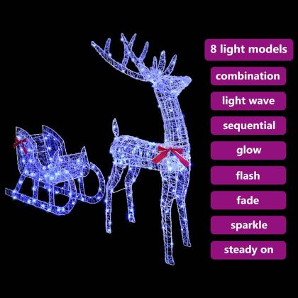 Дядо Коледа, който дърпа шейна Синьо 70 x 26 x 128.5 см Акрил