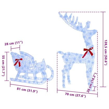 Дядо Коледа, който дърпа шейна Синьо 70 x 26 x 128.5 см Акрил