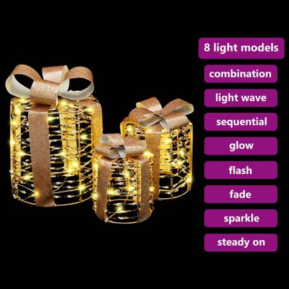 Декорация за Подаръчна Кутия 3 pcs 20 x 20 x 20 см PET