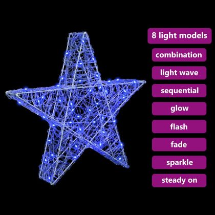 3D звезда с 50 LED светодиода Синьо 55 x 53.5 x 10 см Акрил