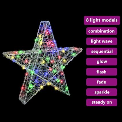 3D звезда Многоцветен 55 x 53.5 x 10 см Акрил