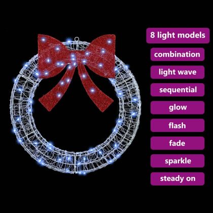 Венец с 60 LED светодиода Студено бяло 76 x 8.5 x 76 см Акрил