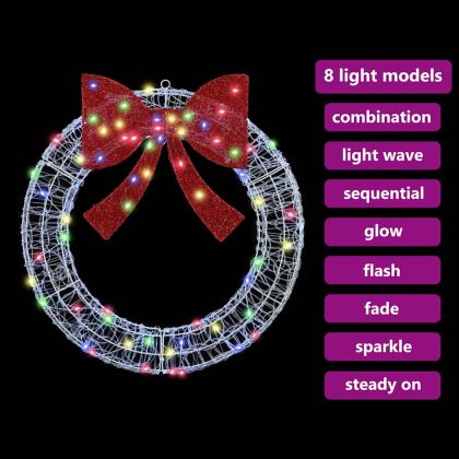 Венец с 60 LED светодиода Многоцветен 76 x 8.5 x 76 см Акрил