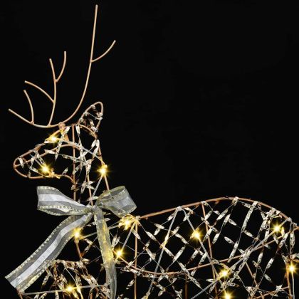 LED елени с 60 LED светодиода 3 pcs Топло бяло PET