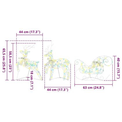 LED елени с 60 LED светодиода 3 pcs Топло бяло PET