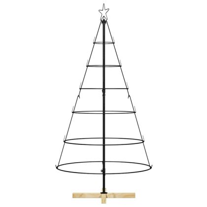 Коледно дърво с конус с поставка Черно 150 cm Стомана