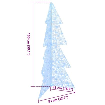 Коледно дърво с 160 LED светодиода Студено бяло 150 cm Акрил