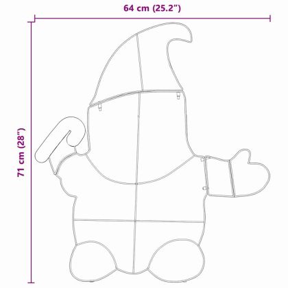 Осветен гном Топло бяло 71 x 64 см Тъкана от ламе