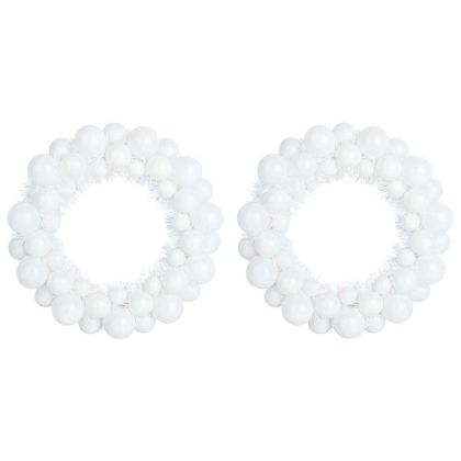 Коледни топки венци 2 pcs Бяло 33 x 33 x 7 см Полистирен