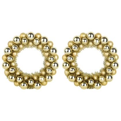 Коледни топки венци 2 pcs Златист 33 x 33 x 7 см Полистирен