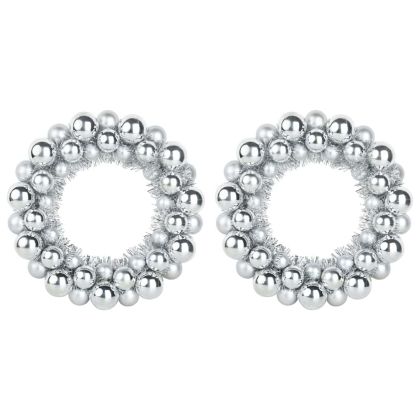 Коледни топки венци 2 pcs Сребрист 33 x 33 x 7 см Полистирен