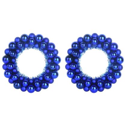Коледни топки венци 2 pcs Синьо 33 x 33 x 7 см Полистирен