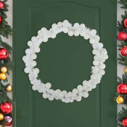 Коледна гирлянда с топки Бяло 186 см Полистирен