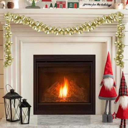 Коледна гирлянда с топки Златист 186 см Полистирен