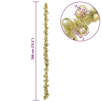 Коледна гирлянда с топки Златист 186 см Полистирен