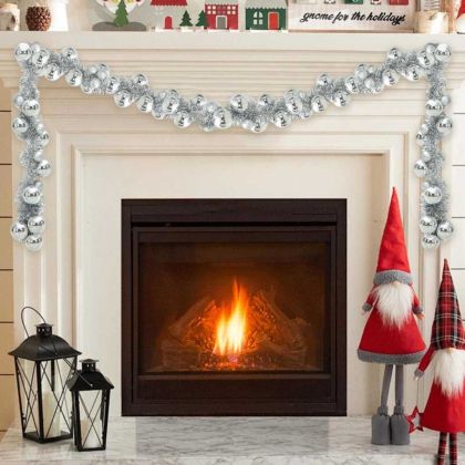 Коледна гирлянда с топки Сребрист 186 см Полистирен