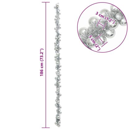 Коледна гирлянда с топки Сребрист 186 см Полистирен