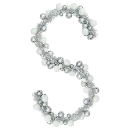 Коледна гирлянда с топки Бяло и Сребристо 186 см Полистирен