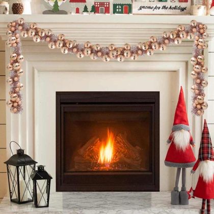 Коледна гирлянда с топки Розово злато 186 см Полистирен