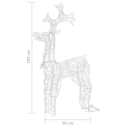 Коледна украса северен елен 90 LED 60x16x100 см акрил