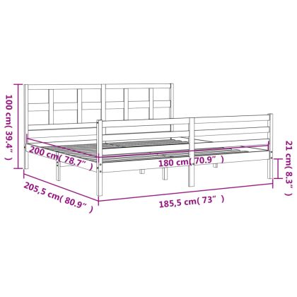 Рамка за легло с табла бяла Super King Size дърво масив