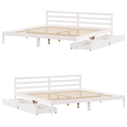 Рамка за легло без матрак, бял, 180x200 см, бор масив