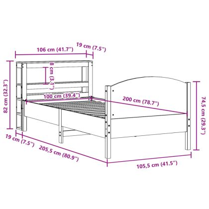 Рамка за легло без матрак, 100x200 см, бор масив