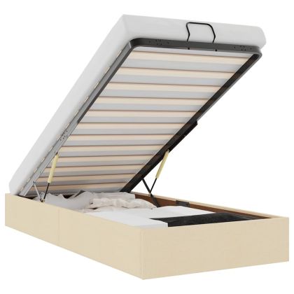 Османска рамка за легло без матрак, кремава, 90x200 см, плат