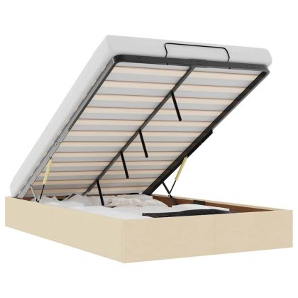 Османска рамка за легло без матрак, кремава, 120x200 см, плат