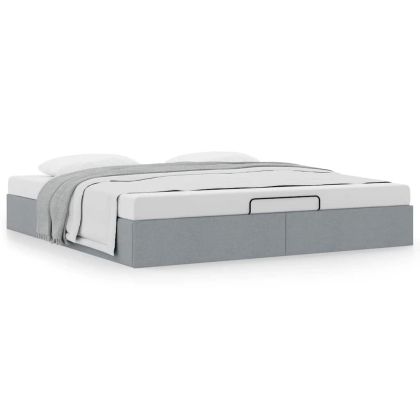 Османска рамка за легло без матрак, светлосива, 200x200см, плат