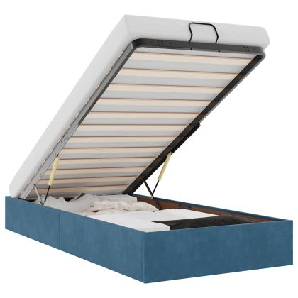 Османска рамка за легло без матрак, тъмносиня, 80x200см, кадифе