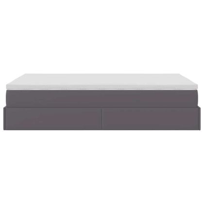 Османска легло с матрак, сиво, 120x190 см, изкуствена кожа